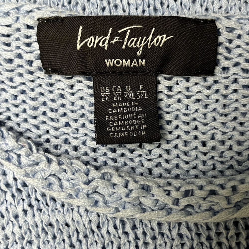 Lord and Taylor Woman's Plus Size 2X Sweater Cotton Blend Blue Coastal Cottage - Picture 4 of 8